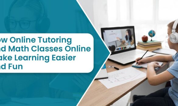 Student attending an online math tutoring class at home