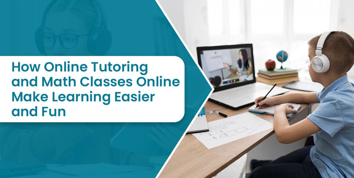 Student attending an online math tutoring class at home